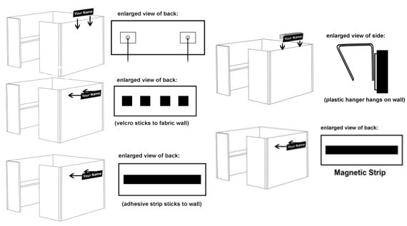 Cubicle Nameplate Frame Backings and Hangers