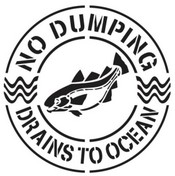 30"x30" Oversll size Drains to Ocean Stencils.