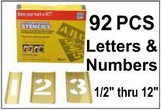 Brass 92 Piece Letters & Numbers Set