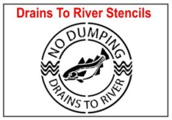 Drains into River Stencil Sets, Qty. 1, 10 and 50 Pack
