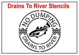 Drains into River Stencil Sets, Qty. 1, 10 and 50 Pack