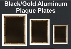 Black/Gold Aluminum Hi-Relief Plaque Plates