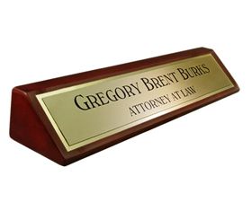 Piano Finish Desk Plate - Brushed Gold Name Plate