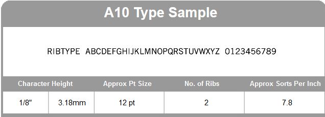 TA16 RIBtype Rubber Stamp Set: 1/2 inch Letters and Numbers