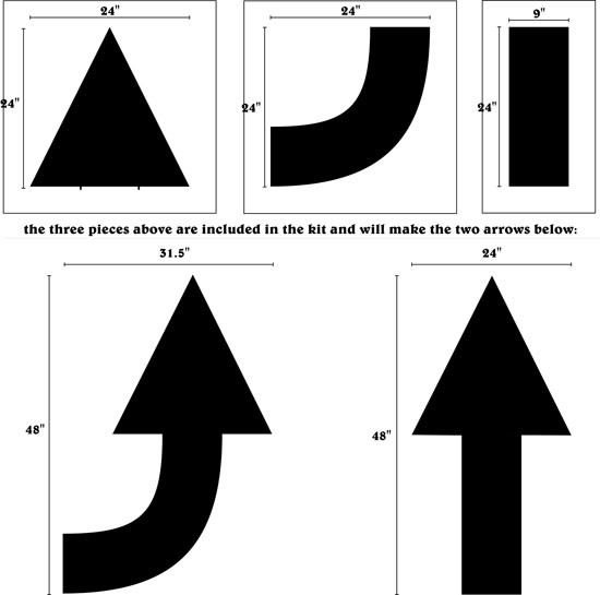 Arrow Parking Stencil 3-PIECE ARROW KIT