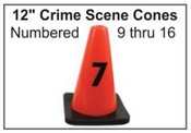 12" Crime Scene Cones - Numbers 9-16
Crime Scene Cones
Street Cones Numbers 9-16
Evidence Collection Cone
Evidence Cones numbered 9-16