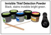 TDIBG2 Black, stains Bright Green
Thief Detection Powders