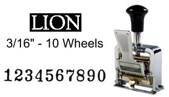 Lion Numbering Machine
A-01 Lion Lever-Action Numbering Machine, 10-wheel