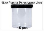 16oz Plastic-Polystyrene Jars - 15/case