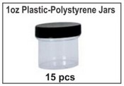 1oz Plastic-Polystyrene Jars - 15/case