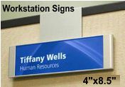 Work Station Sign with Panel Clip Hanger