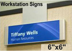 Work Station Sign with Panel Clip Hanger