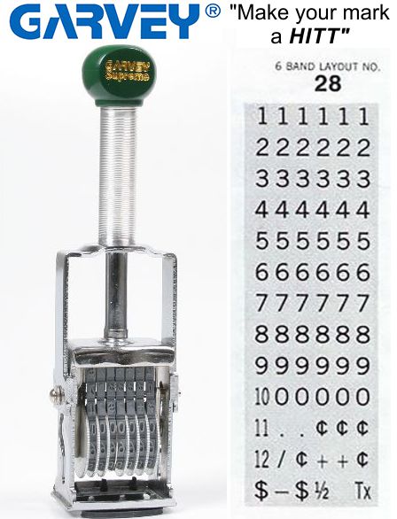 Garvey Supreme Price Marker - 6 Band Marker Layout #28