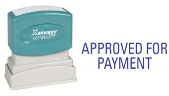Xstamper Pre-Inked Stock Stamp 
"APPROVED FOR PAYMENT"